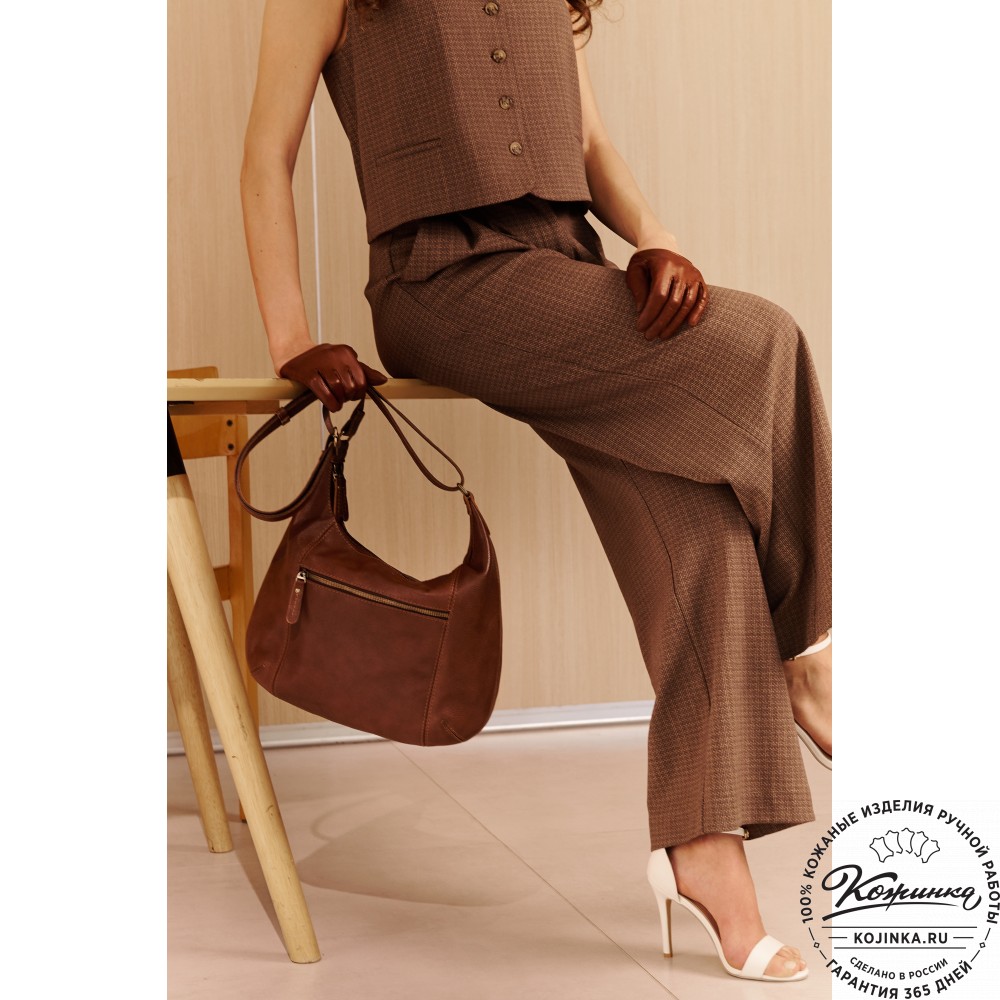 Женская кожаная сумка "Сабрина" (фактура коричневая)